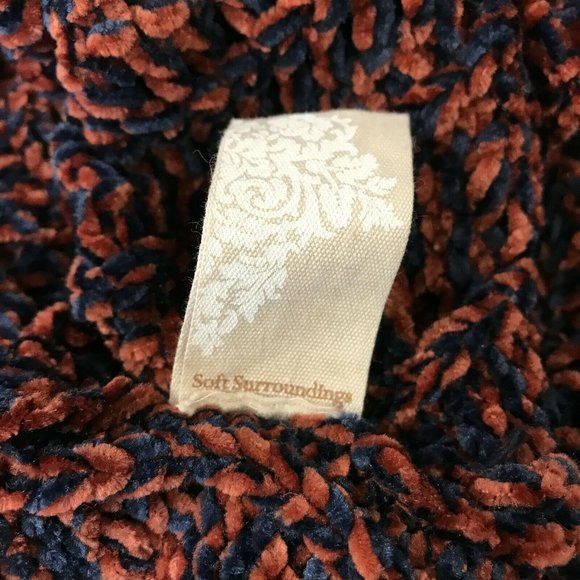 Soft Surroundings Womens Long Sleeves Open Knit Brown Navy Pullover Sweater Sz S - Picture 7 of 7